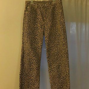 Cheetah cropped jean pants
